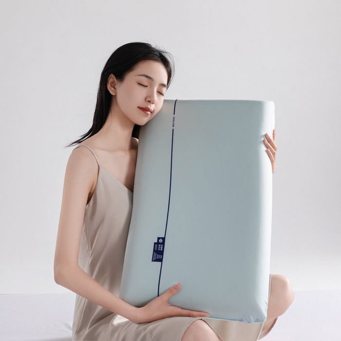 91家纺网 家纺一手货源 找家纺 锦鲤枕芯 2026新款磨毛面料三合一亲肤舒适记忆枕面包枕 枕头枕芯 面包枕-浅蓝