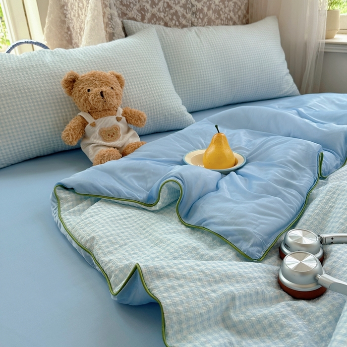 91家纺网 家纺一手货源 找家纺 贝扬思家纺 2026新款泡芙纱无印单夏被夏凉被空调被 晴天