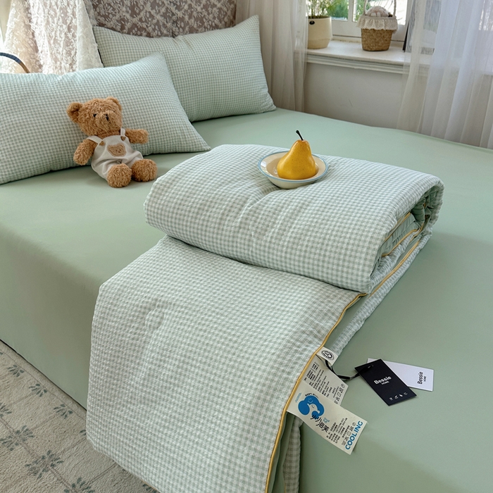 91家纺网 家纺一手货源 找家纺 贝扬思家纺 2026新款泡芙纱无印单夏被夏凉被空调被 夏日