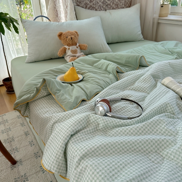 91家纺网 家纺一手货源 找家纺 贝扬思家纺 2026新款泡芙纱无印单夏被夏凉被空调被 夏日