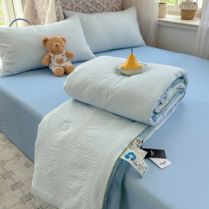 91家纺网 家纺一手货源 找家纺 贝扬思家纺 2026新款泡芙纱无印单夏被夏凉被空调被 晴天