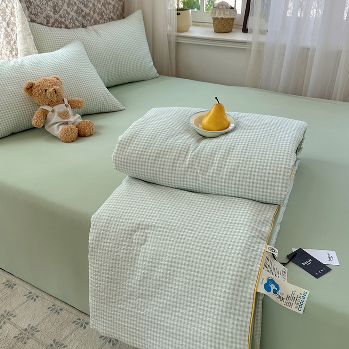 91家纺网 家纺一手货源 找家纺 贝扬思家纺 2026新款泡芙纱无印单夏被夏凉被空调被 夏日