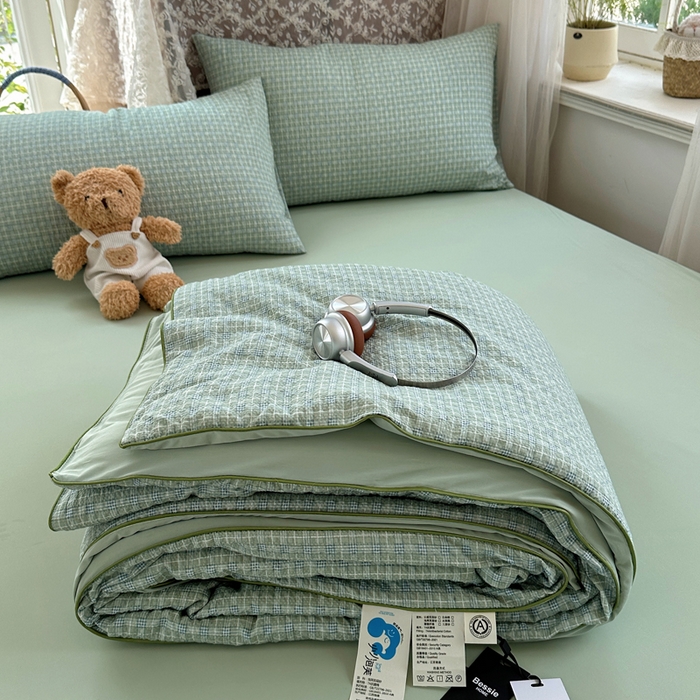 91家纺网 家纺一手货源 找家纺 贝扬思家纺 2026新款泡芙纱无印单夏被夏凉被空调被 浅草