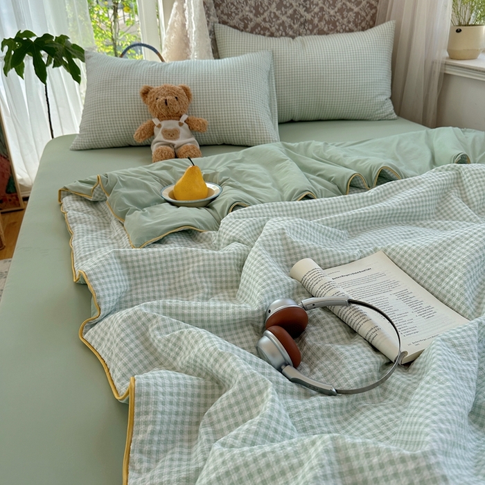 91家纺网 家纺一手货源 找家纺 贝扬思家纺 2026新款泡芙纱无印单夏被夏凉被空调被 夏日