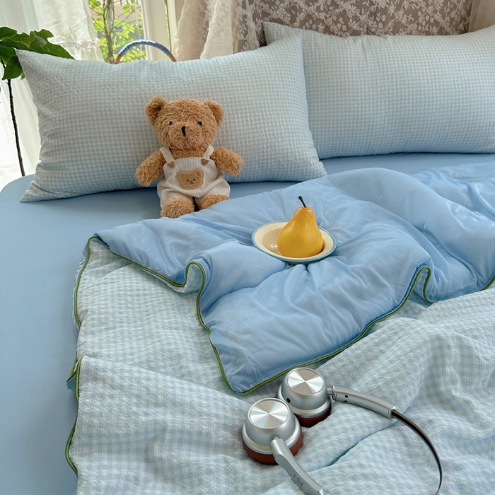 91家纺网 家纺一手货源 找家纺 贝扬思家纺 2026新款泡芙纱无印单夏被夏凉被空调被 晴天