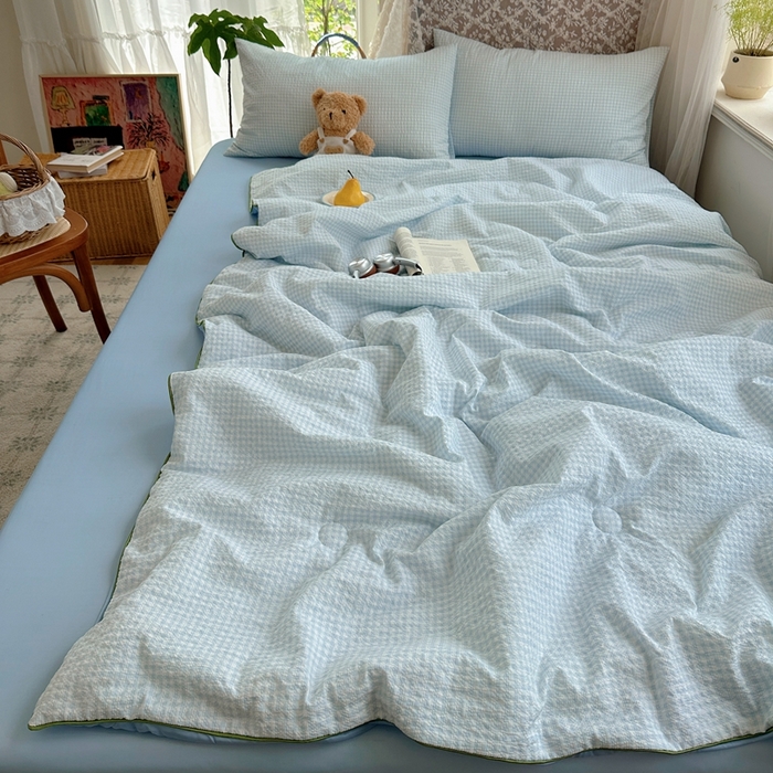 91家纺网 家纺一手货源 找家纺 贝扬思家纺 2026新款泡芙纱无印单夏被夏凉被空调被 晴天