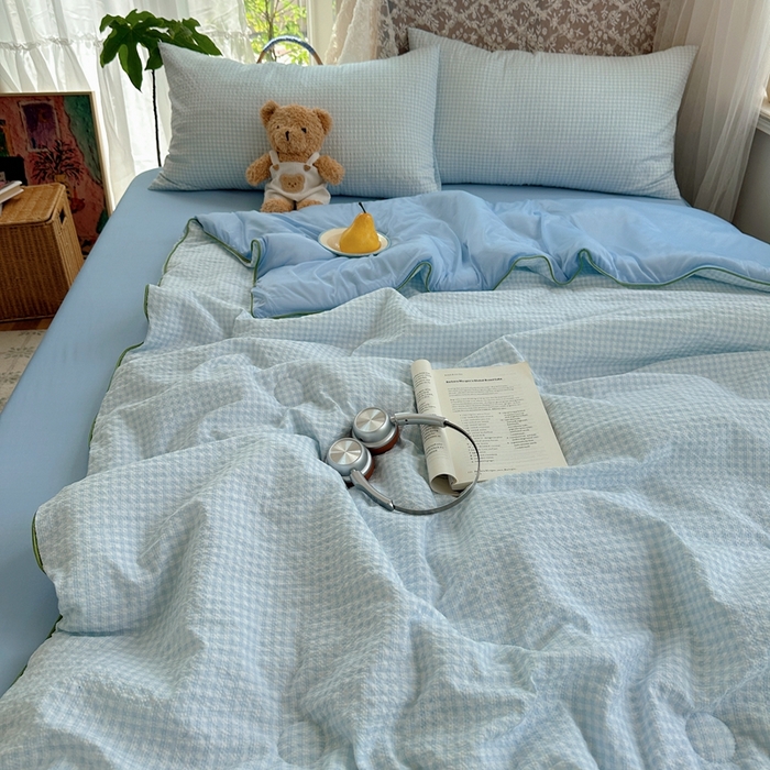 91家纺网 家纺一手货源 找家纺 贝扬思家纺 2026新款泡芙纱无印单夏被夏凉被空调被 晴天