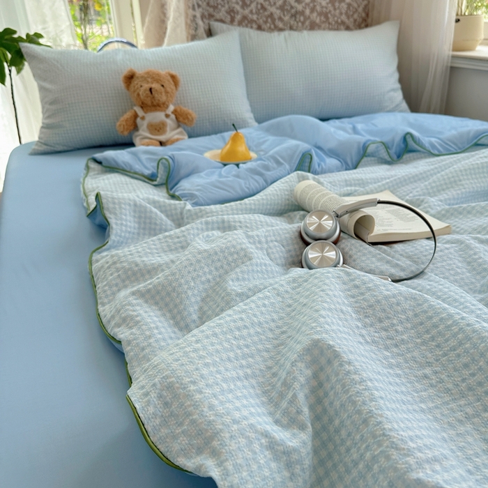 91家纺网 家纺一手货源 找家纺 贝扬思家纺 2026新款泡芙纱无印单夏被夏凉被空调被 晴天