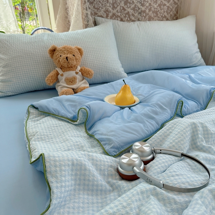 91家纺网 家纺一手货源 找家纺 贝扬思家纺 2026新款泡芙纱无印单夏被夏凉被空调被 晴天