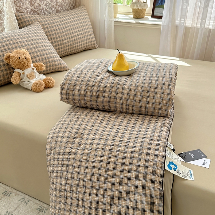 91家纺网 家纺一手货源 找家纺 贝扬思家纺 2026新款泡芙纱无印单夏被夏凉被空调被 暖阳