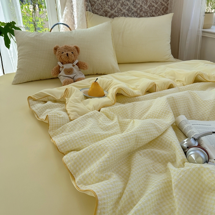 91家纺网 家纺一手货源 找家纺 贝扬思家纺 2026新款泡芙纱无印单夏被夏凉被空调被 晨光