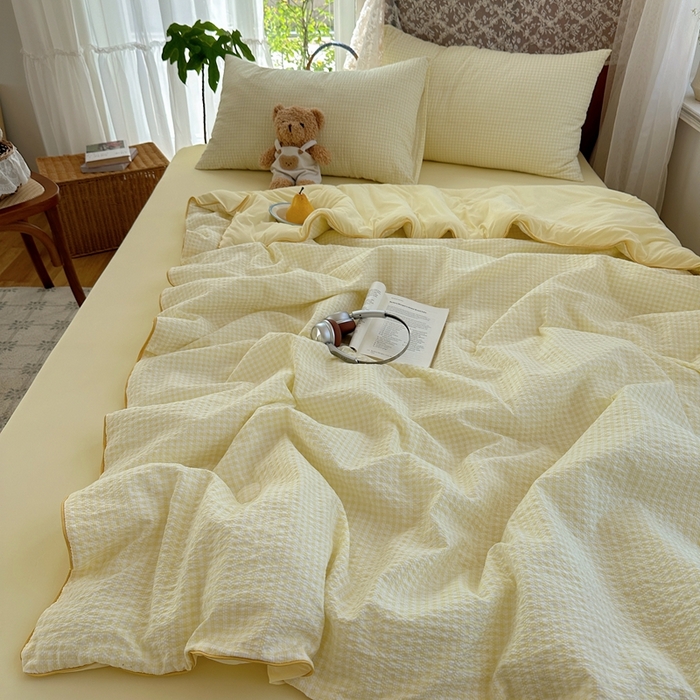 91家纺网 家纺一手货源 找家纺 贝扬思家纺 2026新款泡芙纱无印单夏被夏凉被空调被 晨光