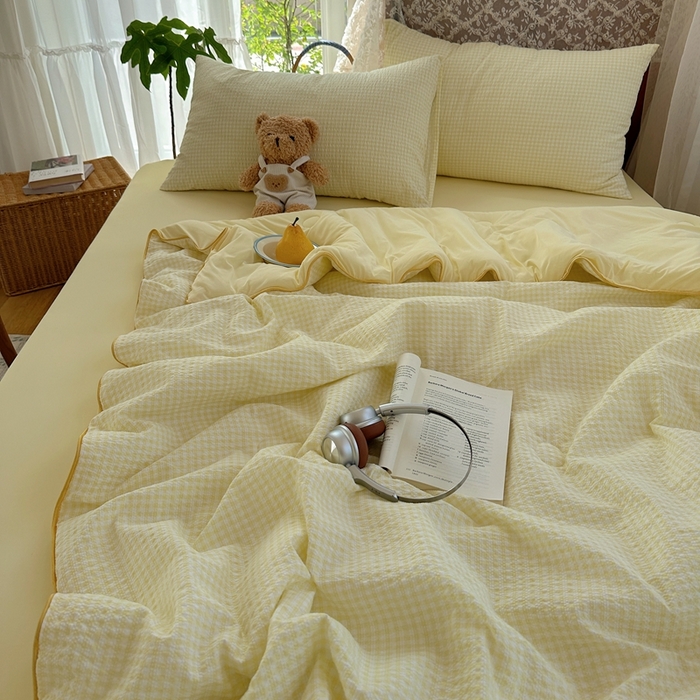 91家纺网 家纺一手货源 找家纺 贝扬思家纺 2026新款泡芙纱无印单夏被夏凉被空调被 晨光