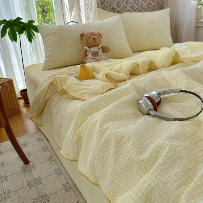 91家纺网 家纺一手货源 找家纺 贝扬思家纺 2026新款泡芙纱无印单夏被夏凉被空调被 晨光