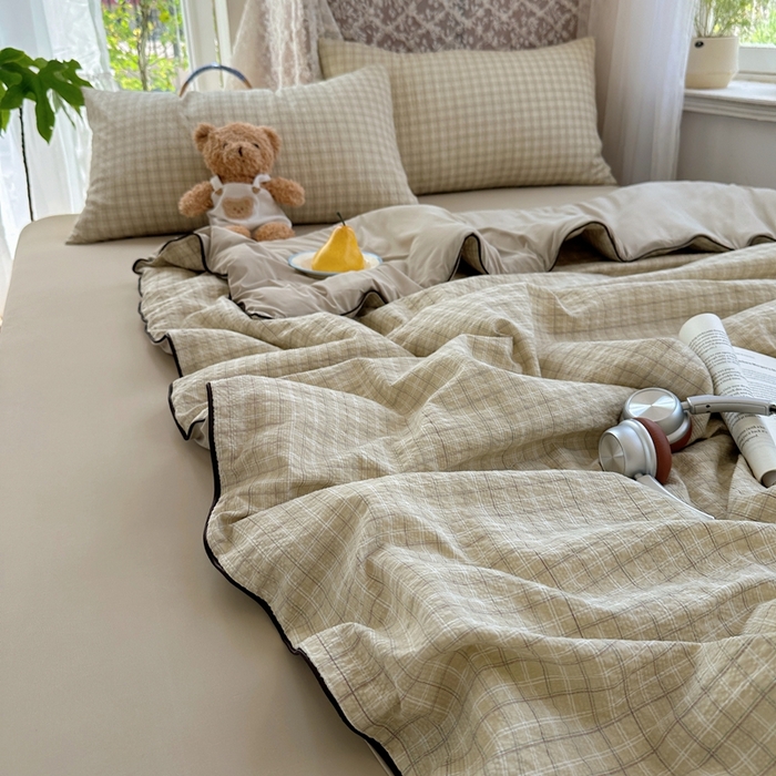 91家纺网 家纺一手货源 找家纺 贝扬思家纺 2026新款泡芙纱无印单夏被夏凉被空调被 阴天