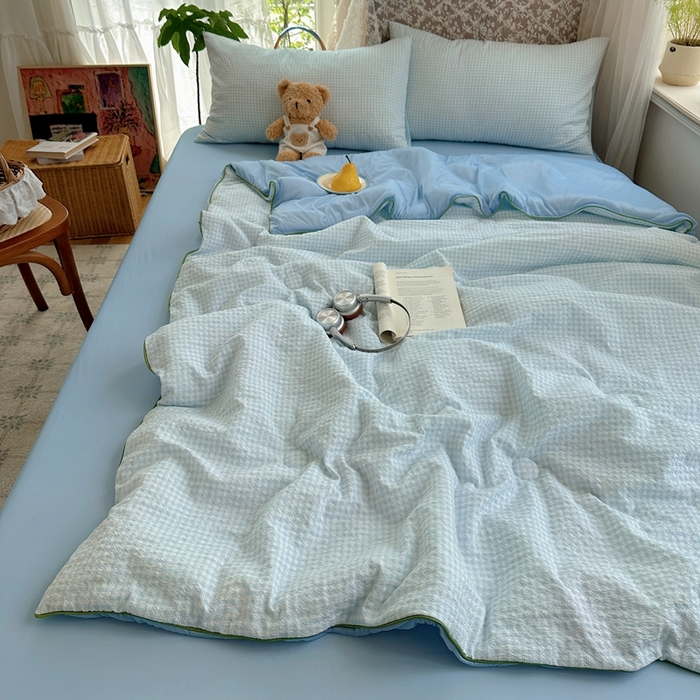 91家纺网 家纺一手货源 找家纺 贝扬思家纺 2026新款泡芙纱无印单夏被夏凉被空调被 晴天