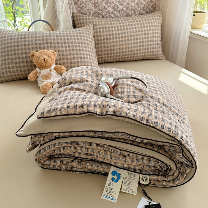 91家纺网 家纺一手货源 找家纺 贝扬思家纺 2026新款泡芙纱无印单夏被夏凉被空调被 暖阳