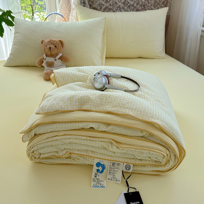 91家纺网 家纺一手货源 找家纺 贝扬思家纺 2026新款泡芙纱无印单夏被夏凉被空调被 晨光