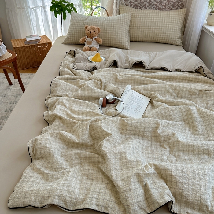 91家纺网 家纺一手货源 找家纺 贝扬思家纺 2026新款泡芙纱无印单夏被夏凉被空调被 阴天