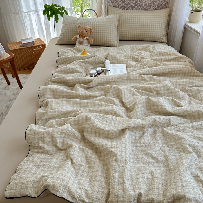 91家纺网 家纺一手货源 找家纺 贝扬思家纺 2026新款泡芙纱无印单夏被夏凉被空调被 阴天