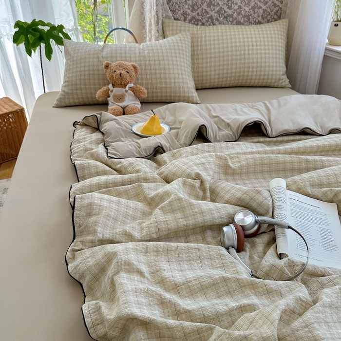 91家纺网 家纺一手货源 找家纺 贝扬思家纺 2026新款泡芙纱无印单夏被夏凉被空调被 阴天