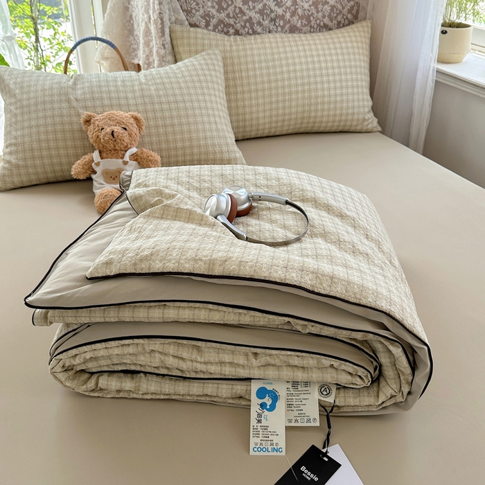 91家纺网 家纺一手货源 找家纺 贝扬思家纺 2026新款泡芙纱无印单夏被夏凉被空调被 阴天