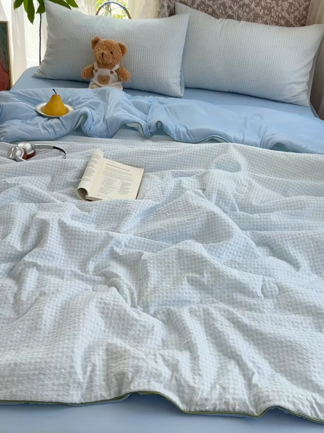 91家纺网 家纺一手货源 找家纺 贝扬思家纺 2026新款泡芙纱无印单夏被夏凉被空调被 晴天