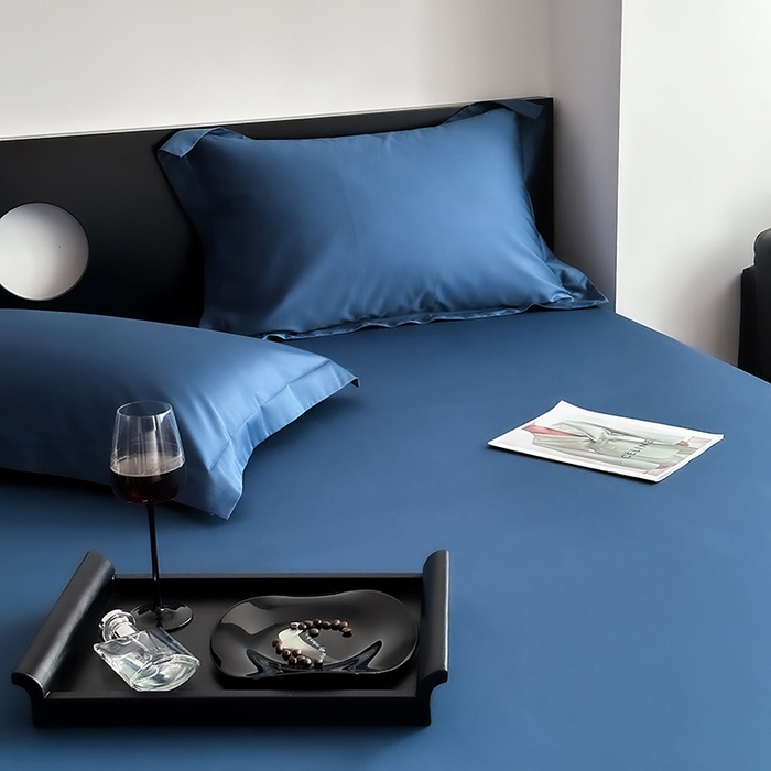 91家纺网 家纺一手货源 找家纺 爱丽丝 2026新款100支新疆长绒棉单品床笠 海星蓝