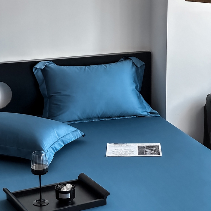 91家纺网 家纺一手货源 找家纺 爱丽丝 2026新款100支新疆长绒棉单品床笠 宾利蓝