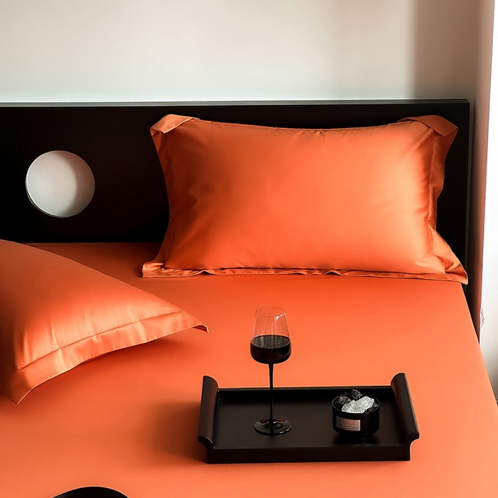 91家纺网 家纺一手货源 找家纺 爱丽丝 2026新款100支新疆长绒棉单品床笠 爱马橙