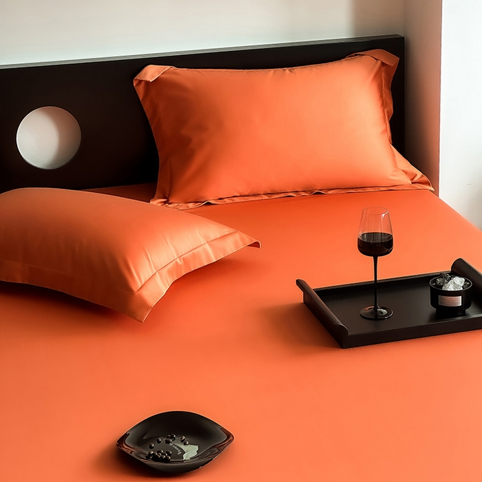 91家纺网 家纺一手货源 找家纺 爱丽丝 2026新款100支新疆长绒棉单品床笠 爱马橙