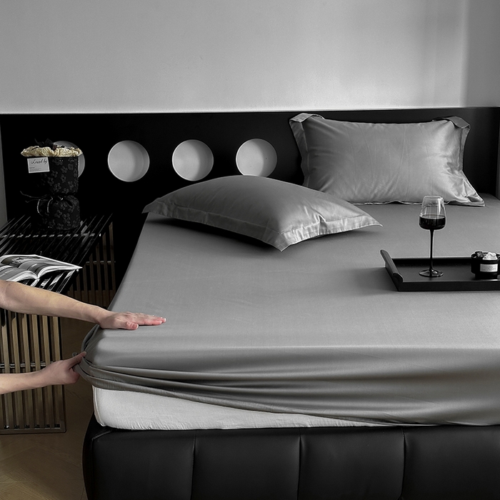 91家纺网 家纺一手货源 找家纺 爱丽丝 2026新款100支新疆长绒棉单品床笠 绅士灰