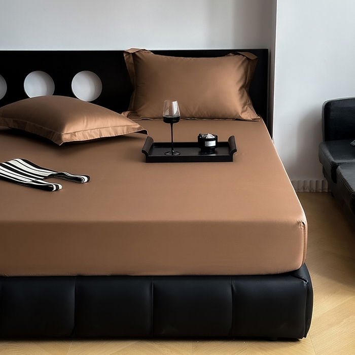 91家纺网 家纺一手货源 找家纺 爱丽丝 2026新款100支新疆长绒棉单品床笠 咖色