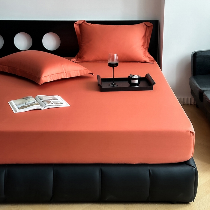 91家纺网 家纺一手货源 找家纺 爱丽丝 2026新款100支新疆长绒棉单品床笠 桔色