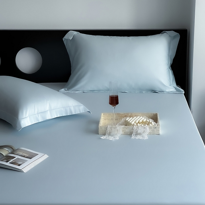 91家纺网 家纺一手货源 找家纺 爱丽丝 2026新款100支新疆长绒棉单品床笠 天蓝