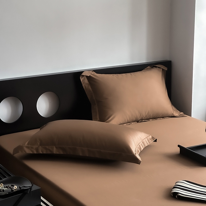 91家纺网 家纺一手货源 找家纺 爱丽丝 2026新款100支新疆长绒棉单品床笠 咖色