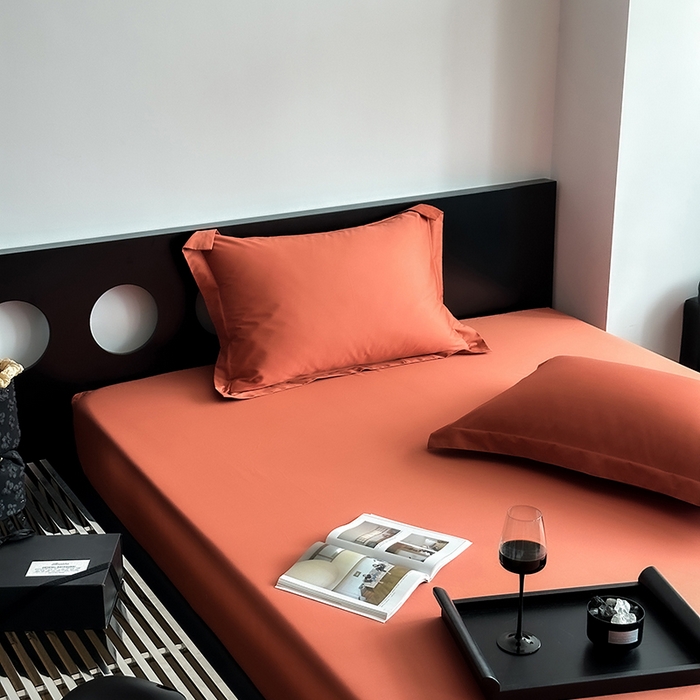 91家纺网 家纺一手货源 找家纺 爱丽丝 2026新款100支新疆长绒棉单品床笠 桔色