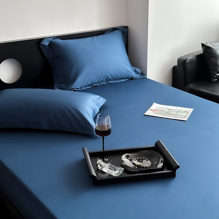 91家纺网 家纺一手货源 找家纺 爱丽丝 2026新款100支新疆长绒棉单品床笠 海星蓝