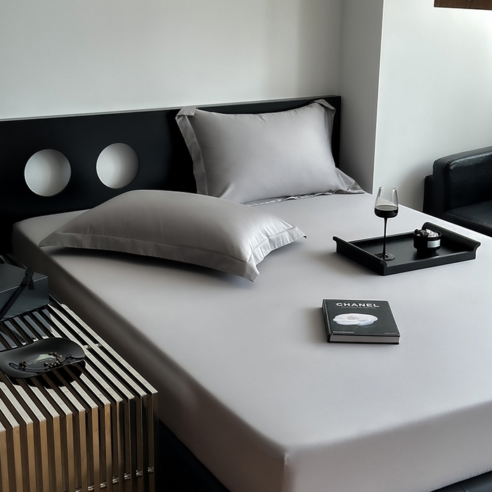 91家纺网 家纺一手货源 找家纺 爱丽丝 2026新款100支新疆长绒棉单品床笠 星光灰