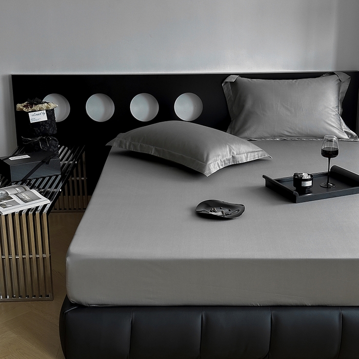 91家纺网 家纺一手货源 找家纺 爱丽丝 2026新款100支新疆长绒棉单品床笠 绅士灰