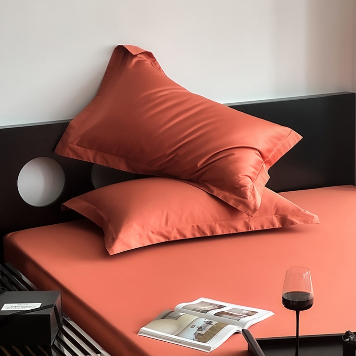 91家纺网 家纺一手货源 找家纺 爱丽丝 2026新款100支新疆长绒棉单品床笠 桔色