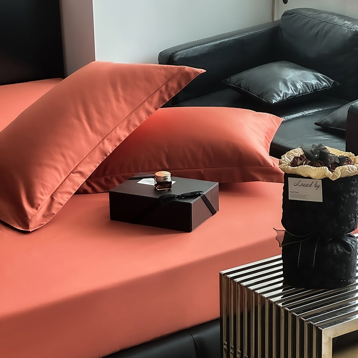 91家纺网 家纺一手货源 找家纺 爱丽丝 2026新款100支新疆长绒棉单品床笠 桔色