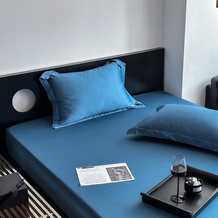 91家纺网 家纺一手货源 找家纺 爱丽丝 2026新款100支新疆长绒棉单品床笠 宾利蓝