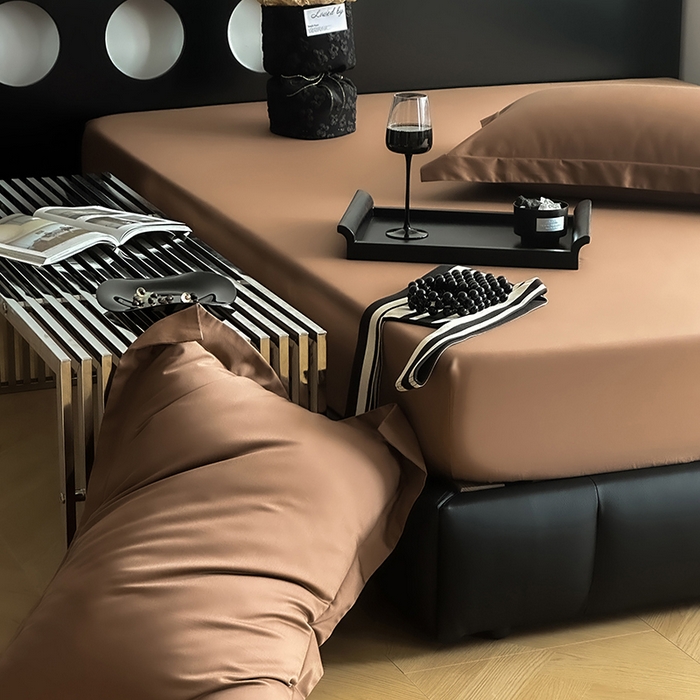 91家纺网 家纺一手货源 找家纺 爱丽丝 2026新款100支新疆长绒棉单品床笠 咖色