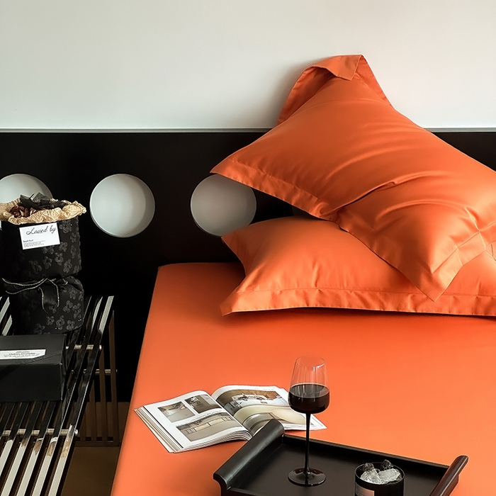 91家纺网 家纺一手货源 找家纺 爱丽丝 2026新款100支新疆长绒棉单品床笠 爱马橙