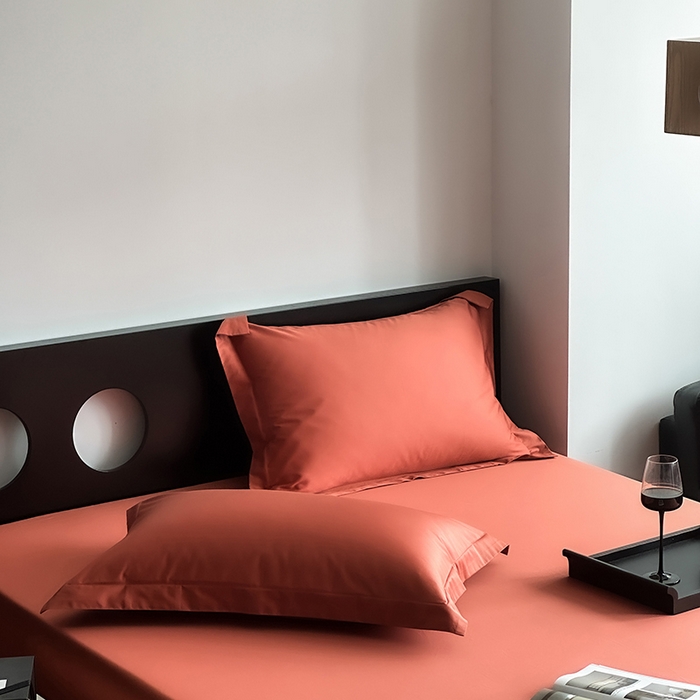 91家纺网 家纺一手货源 找家纺 爱丽丝 2026新款100支新疆长绒棉单品床笠 桔色