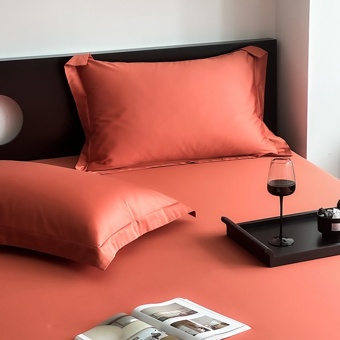 91家纺网 家纺一手货源 找家纺 爱丽丝 2026新款100支新疆长绒棉单品床笠 桔色