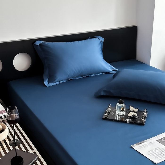 91家纺网 家纺一手货源 找家纺 爱丽丝 2026新款100支新疆长绒棉单品床笠 海星蓝