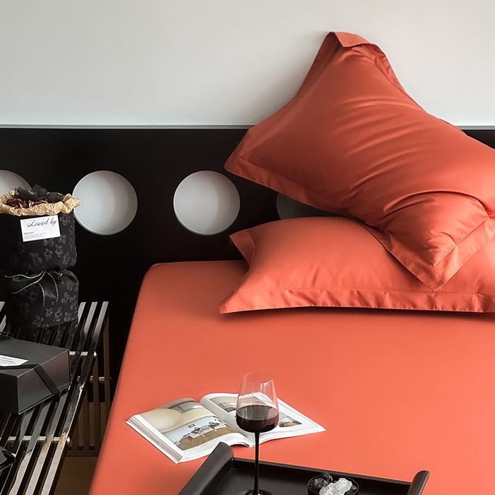 91家纺网 家纺一手货源 找家纺 爱丽丝 2026新款100支新疆长绒棉单品床笠 桔色