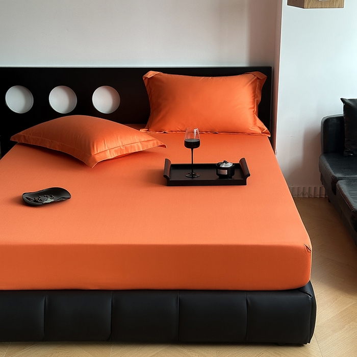 91家纺网 家纺一手货源 找家纺 爱丽丝 2026新款100支新疆长绒棉单品床笠 爱马橙